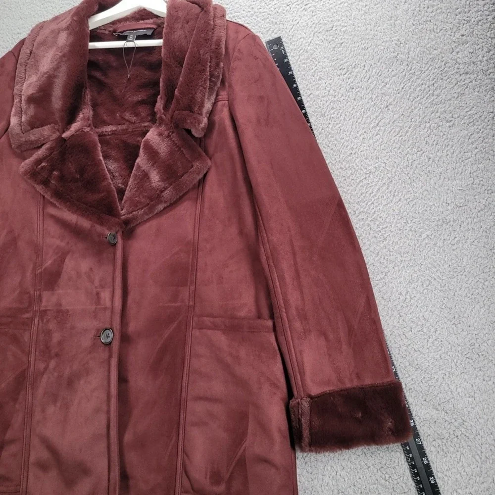 BANANA‎ Republic Factory Size MEDIUM TALL Bordeaux Faux Shearling Coat